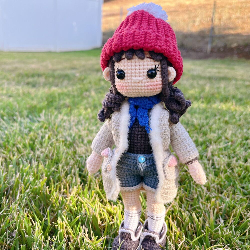 Handmade Luna Scout Winter Girl Crochet Doll 10″ | Amigurumi Snow Explorer Plush